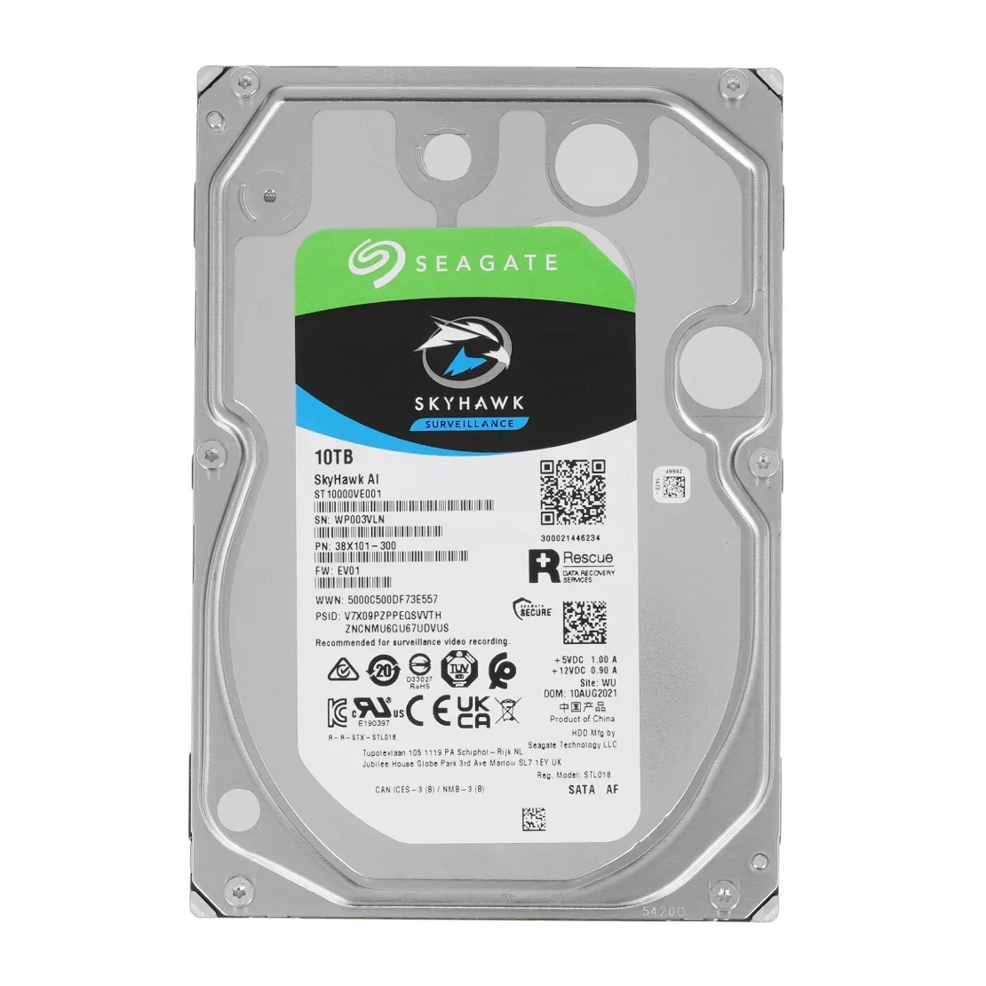 Жесткий диск Seagate SATA-III 10TB ST10000VE001 Surveillance SkyHawkAI 512E (7200rpm) 256Mb 3.5"