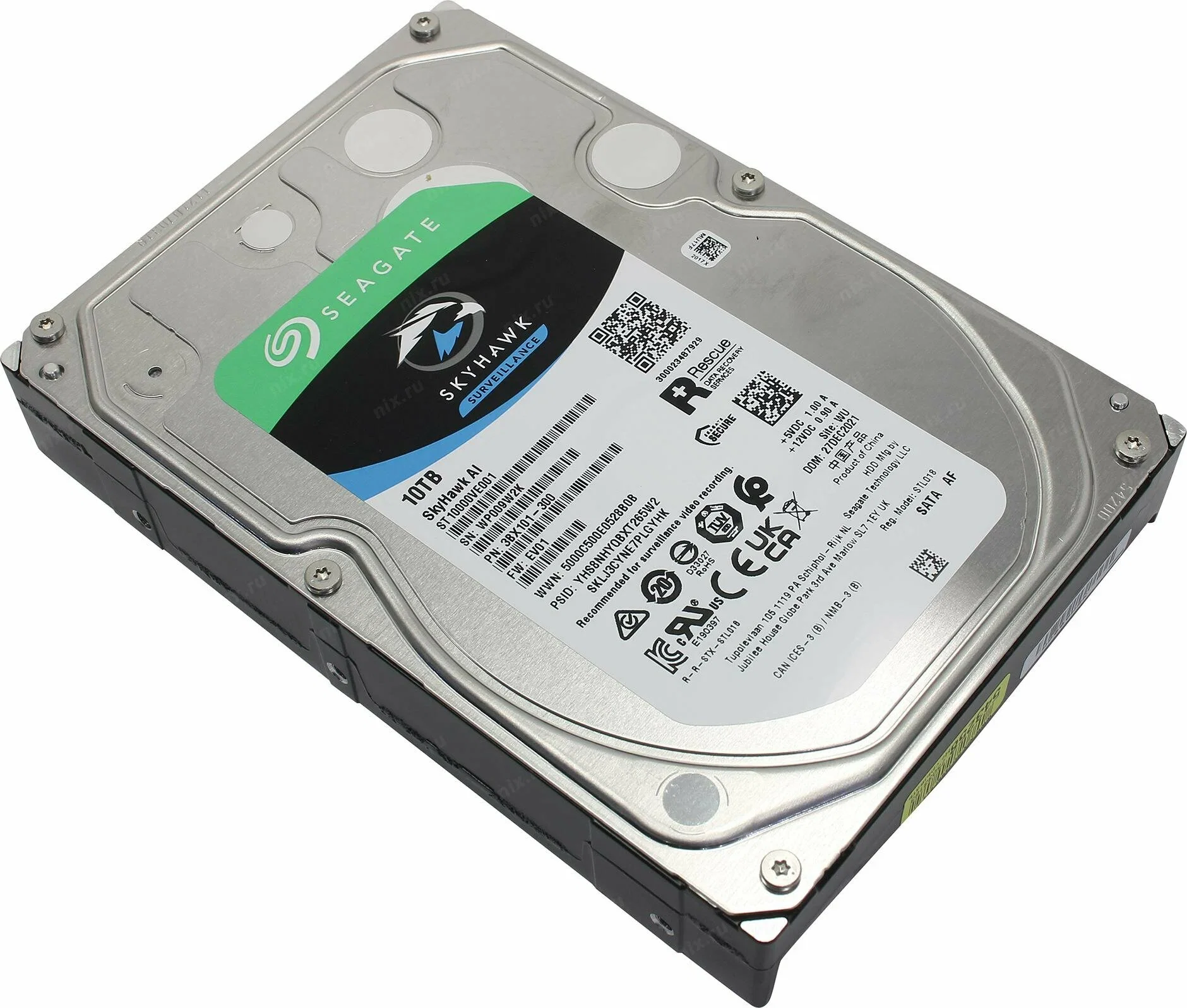 Жесткий диск Seagate SATA-III 10TB ST10000VE001 Surveillance SkyHawkAI 512E (7200rpm) 256Mb 3.5"