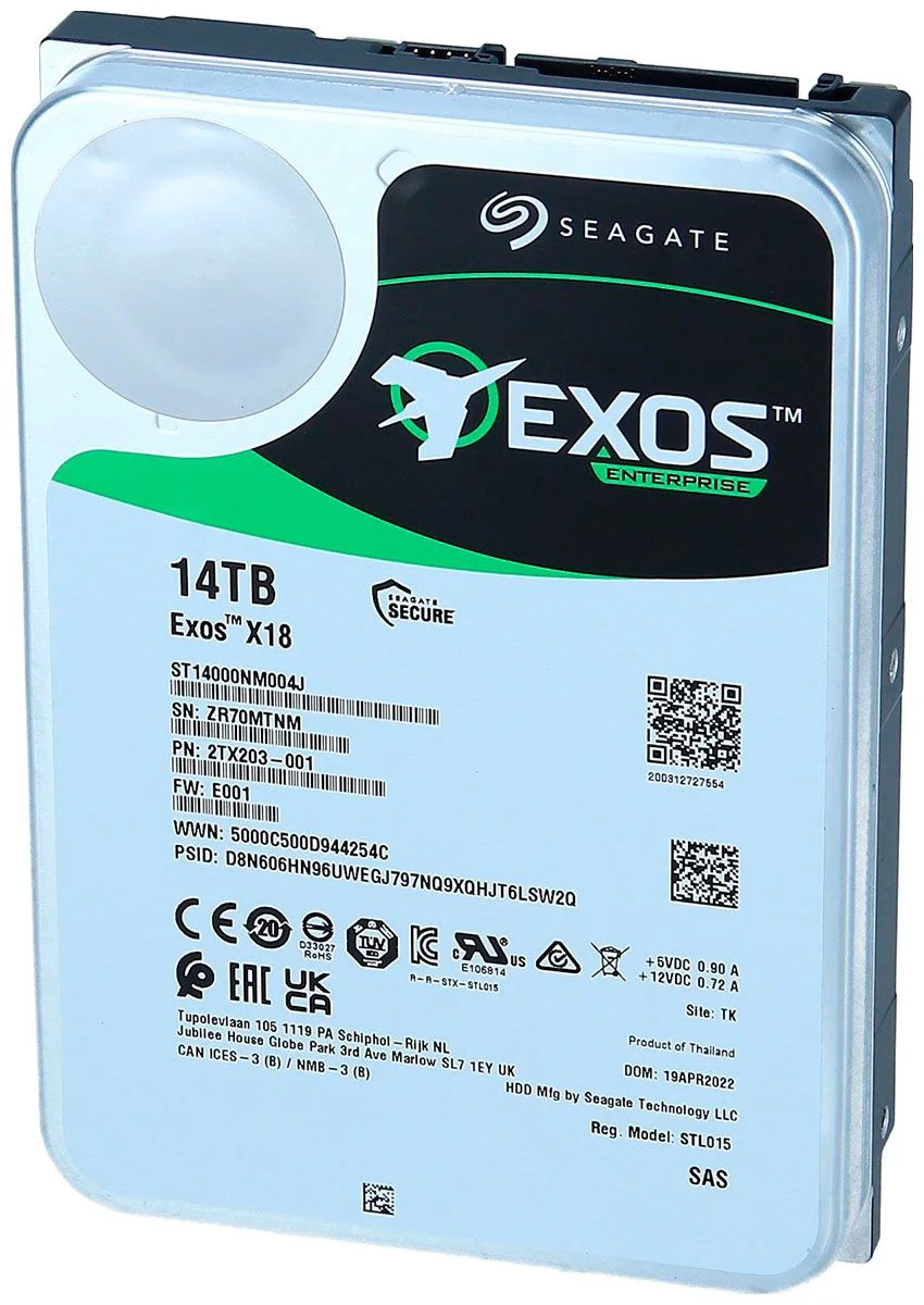 Жесткий диск Seagate SATA-III 14TB ST14000NM000J Exos X18 4KN (7200rpm) 256Mb 3.5"