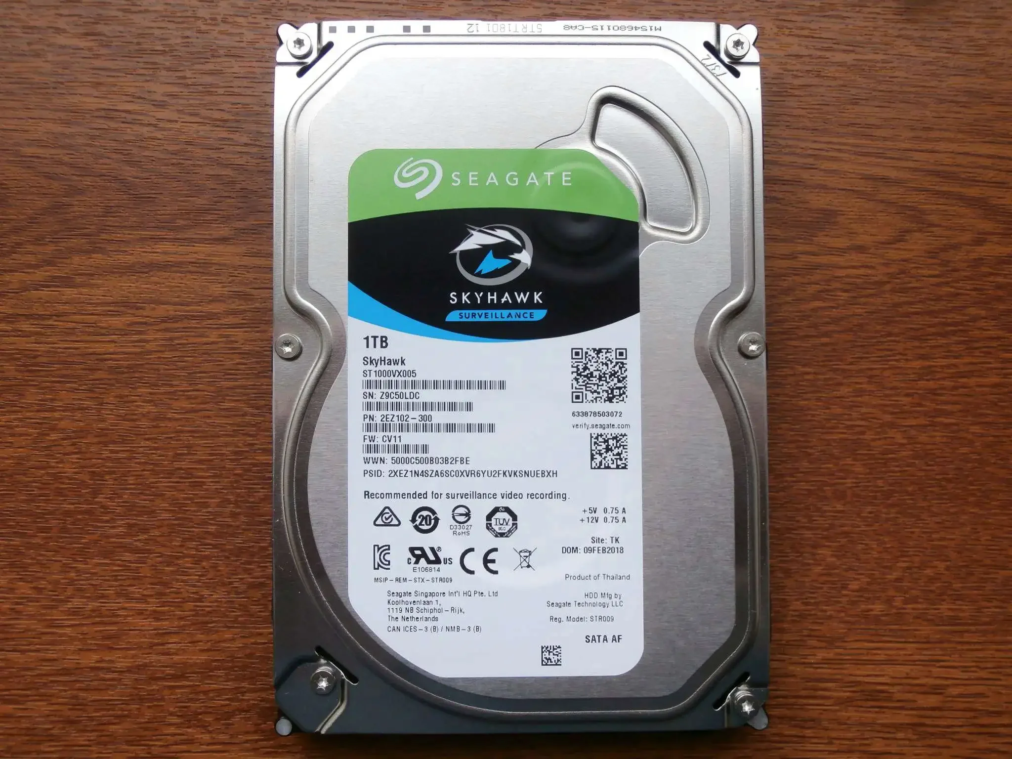 Жесткий диск Seagate SATA-III 1TB ST1000VX013 Surveillance Skyhawk 4KN (5400rpm) 256Mb 3.5"