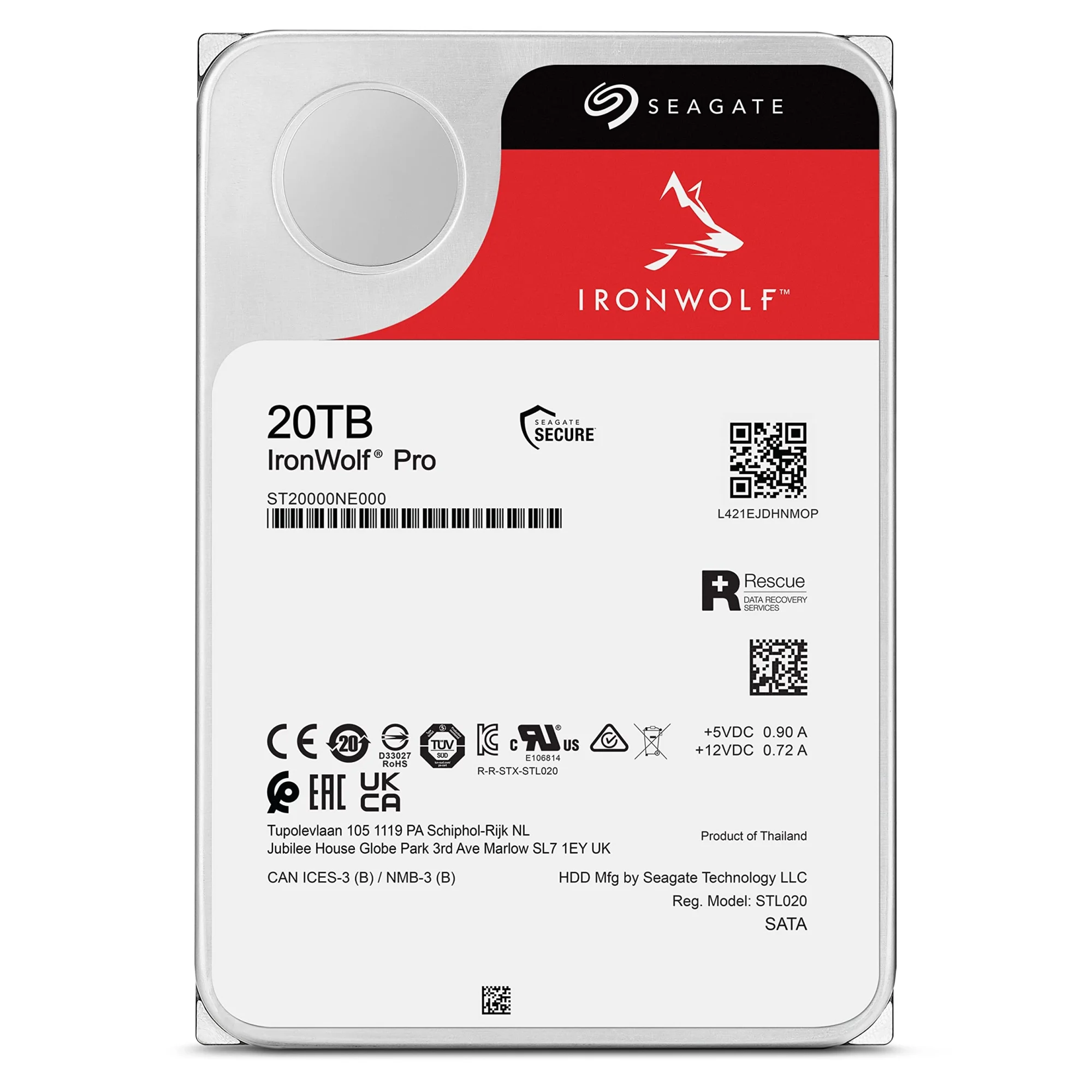 Жесткий диск Seagate SATA-III 20TB ST20000VE002 Surveillance SkyHawkAI 512E (7200rpm) 256Mb 3.5"