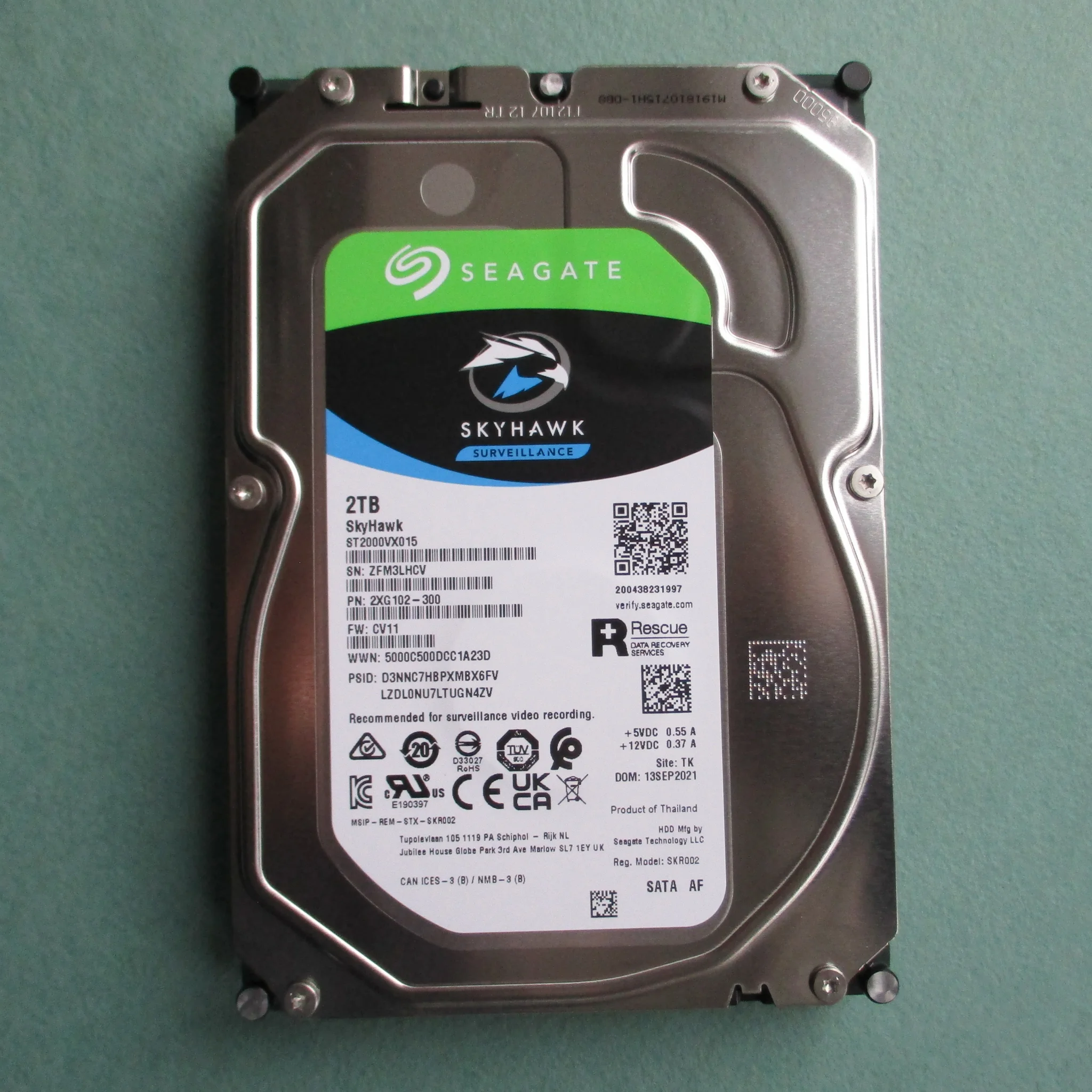 Жесткий диск Seagate SATA-III 2TB ST2000VX017 Surveillance Skyhawk 4KN (5400rpm) 256Mb 3.5"