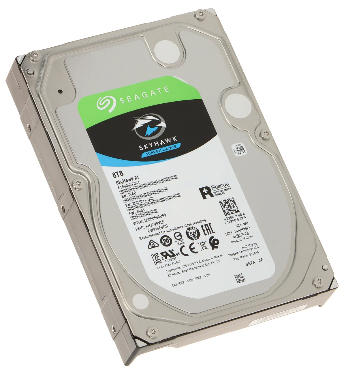 Жесткий диск Seagate SATA-III 8TB ST8000VE001 Surveillance SkyHawkAI 512E (7200rpm) 256Mb 3.5"
