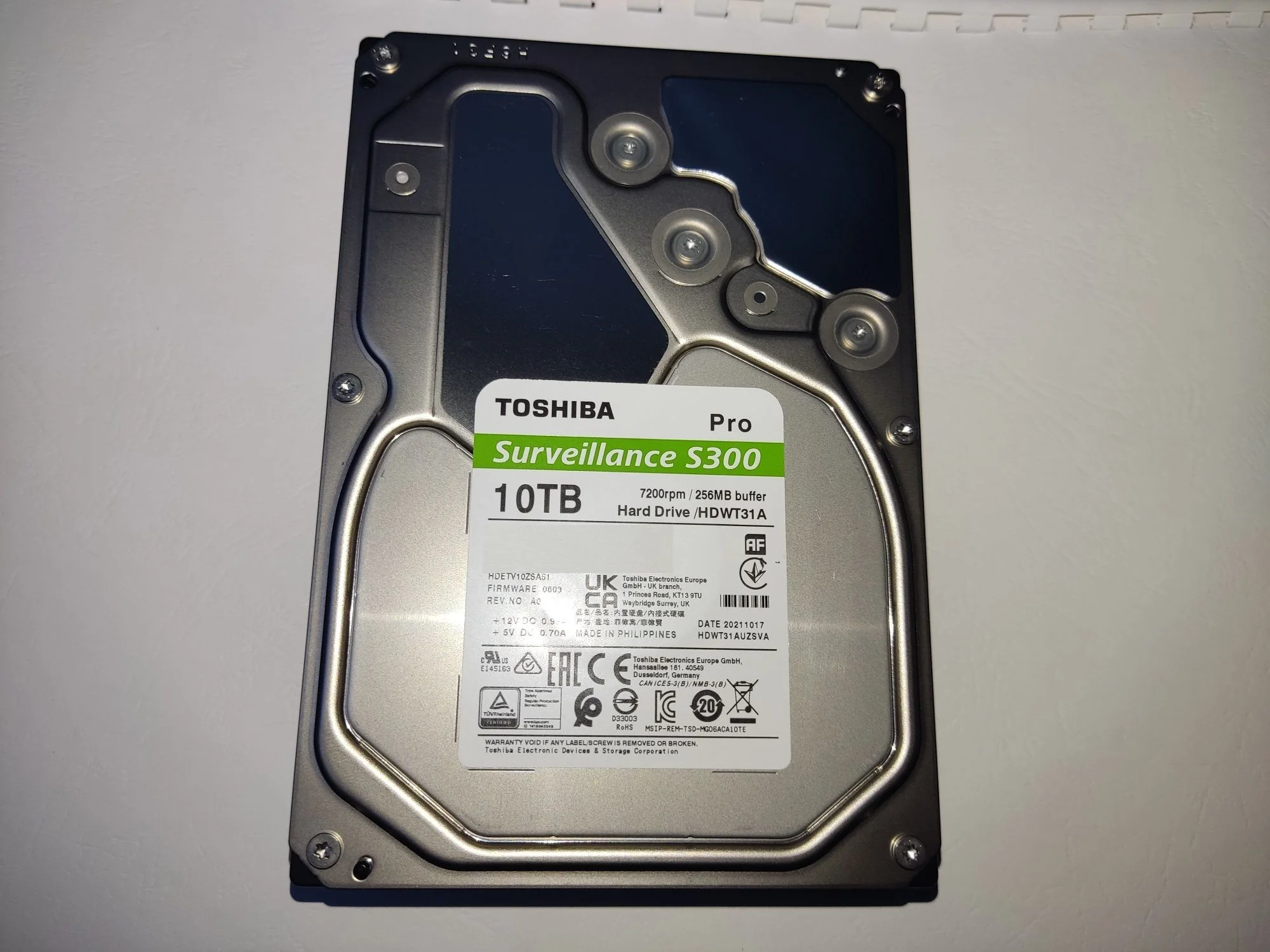Жесткий диск Toshiba SATA-III 10TB MD10ADA10TV Surveillance S300 Pro (7200rpm) 512Mb 3.5"