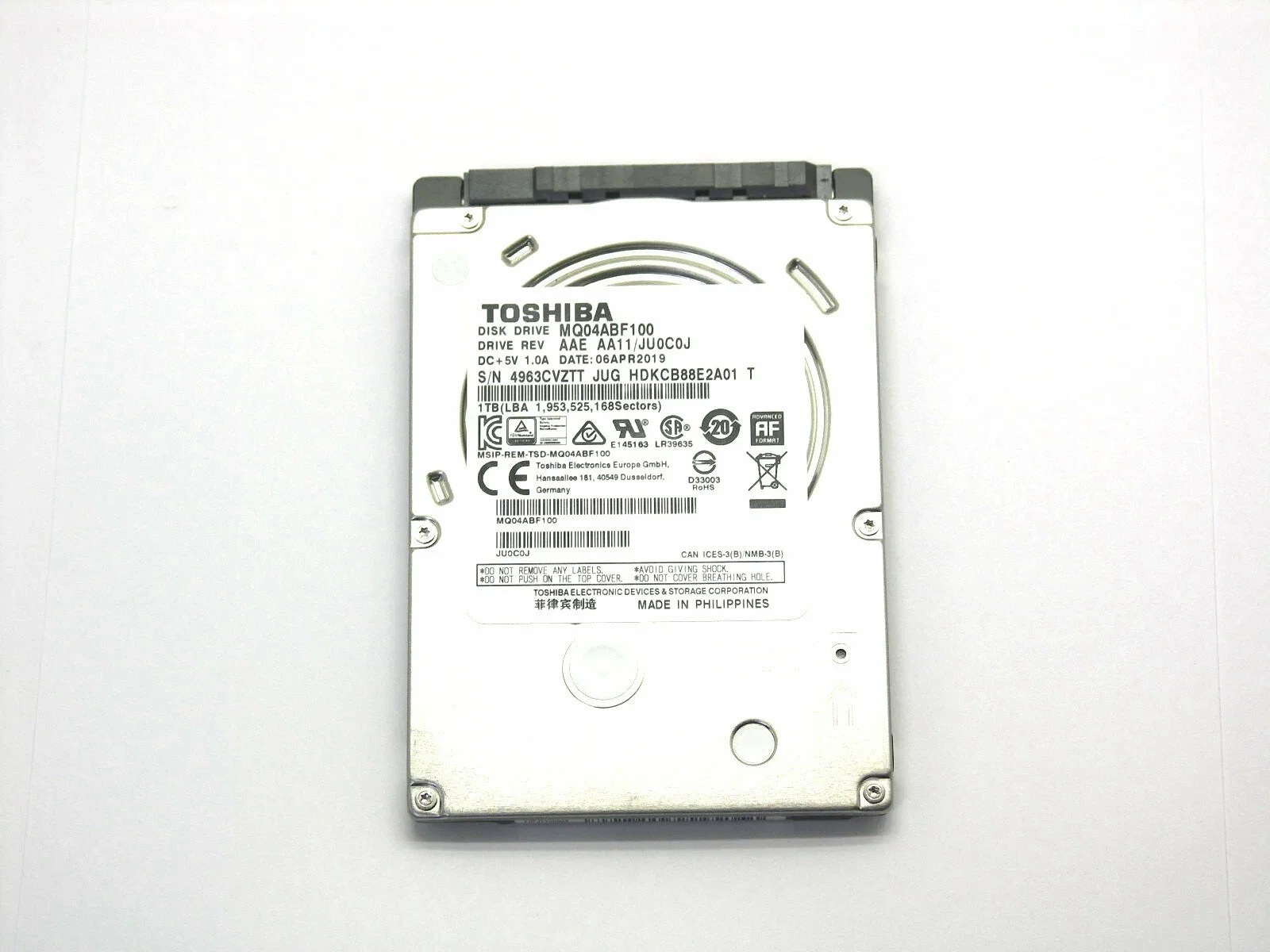 Жесткий диск Toshiba SATA-III 1TB MQ04ABF100 Notebook/Desktop MQ04 512E (5400rpm) 128Mb 2.5"