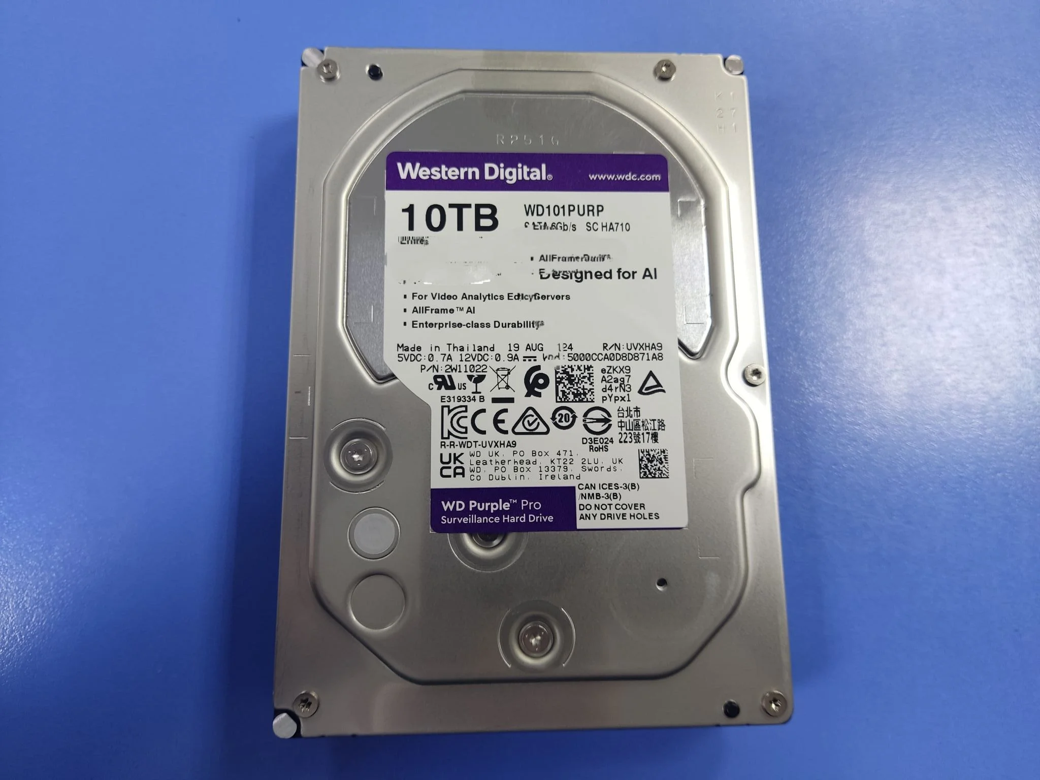 Жесткий диск WD SATA-III 10TB WD101PURP Surveillance Purple Pro (7200rpm) 256Mb 3.5"