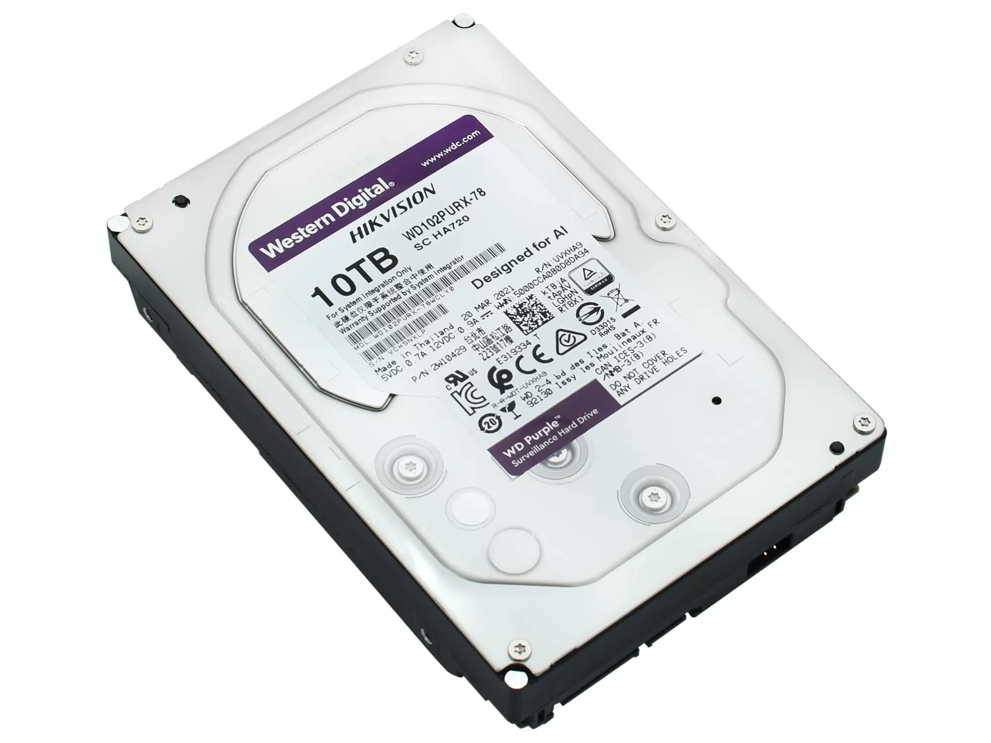 Жесткий диск WD SATA-III 10TB WD102PURP Surveillance Purple Pro (7200rpm) 512Mb 3.5"