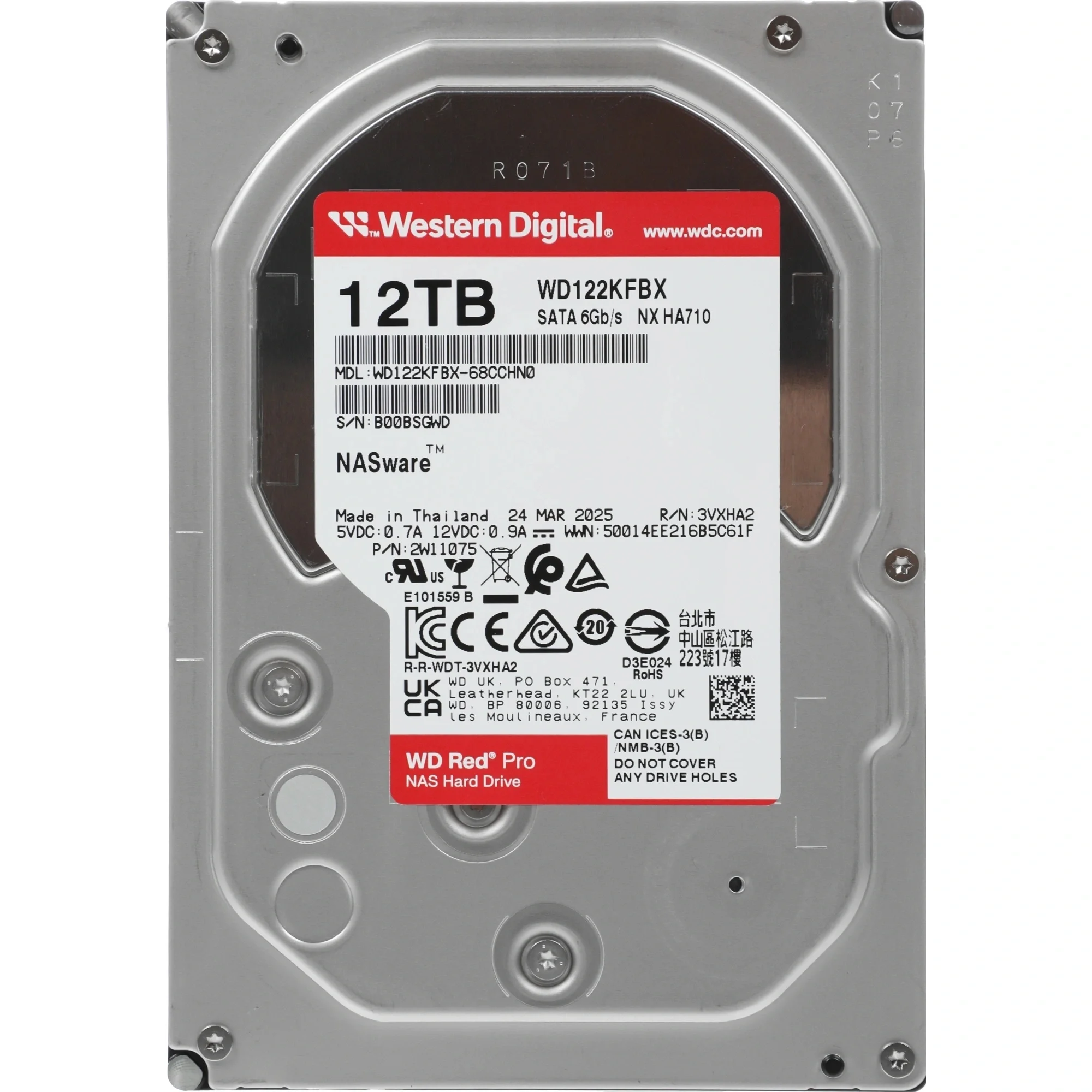 Жесткий диск WD SATA-III 12TB WD120EFGX NAS Red Plus (7200rpm) 512Mb 3.5"