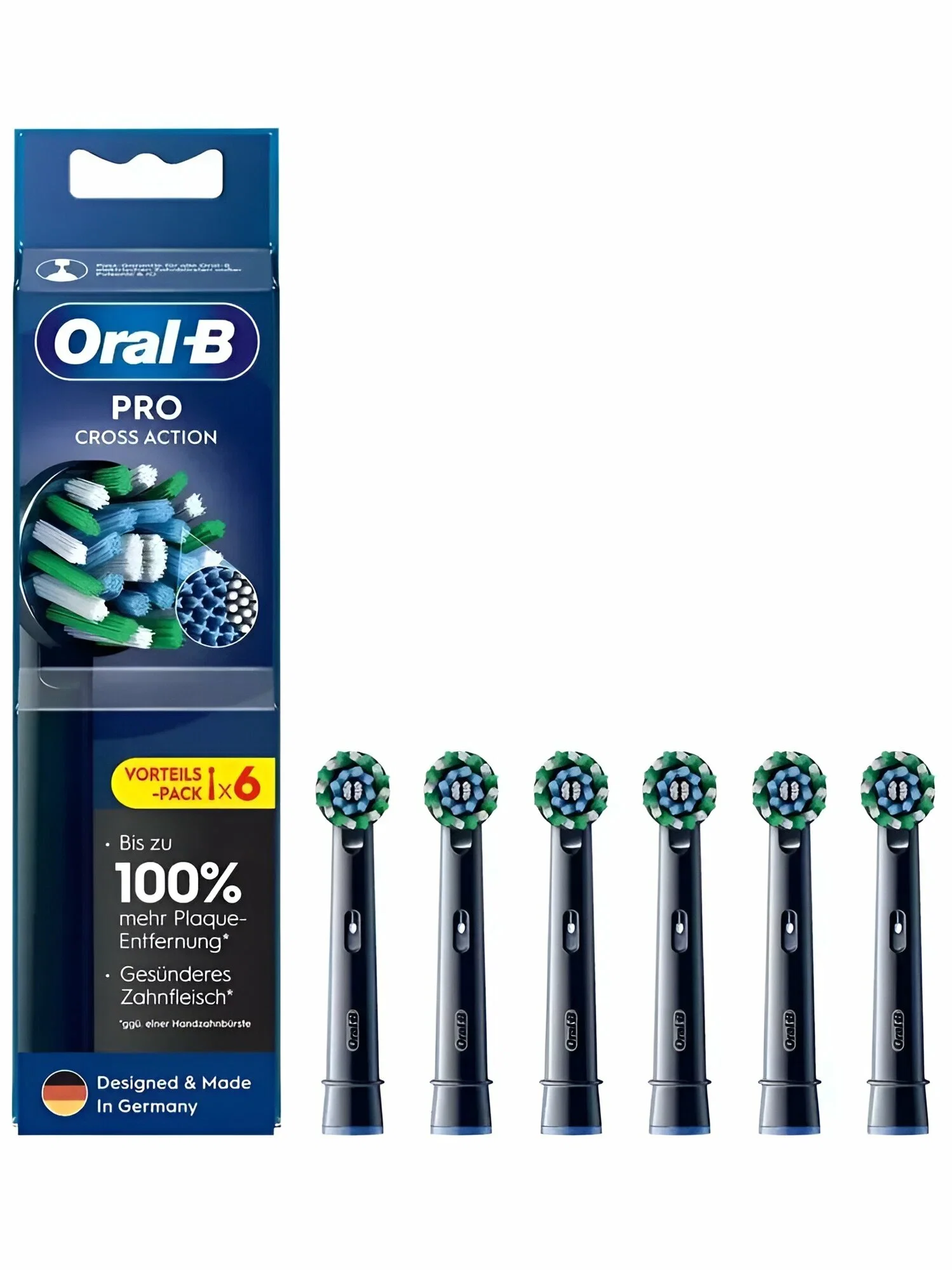 Oral-B Насадки для зубной щетки EB50BRX PRO CrossAction Black 6 шт с Х-образными щетинками