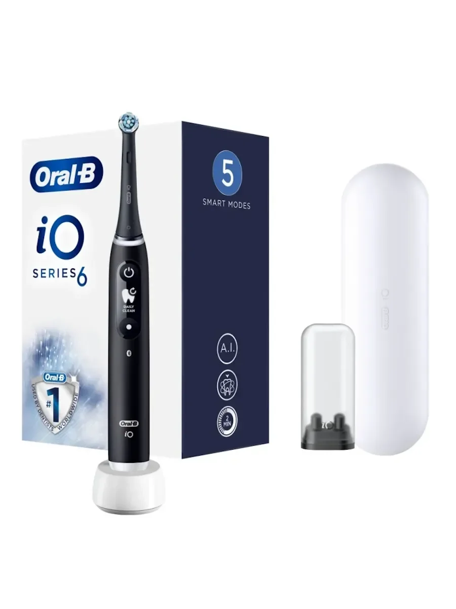 Oral-B Электрическая зубная щетка iO Series 6/iOM6 с насадками 4шт, чёрный. 1