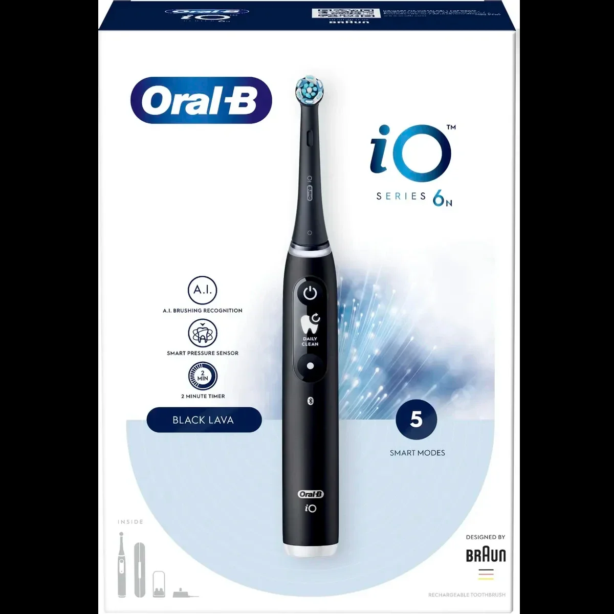 Oral-B Электрическая зубная щетка iO Series 6/iOM6 с насадками 4шт, чёрный. 1