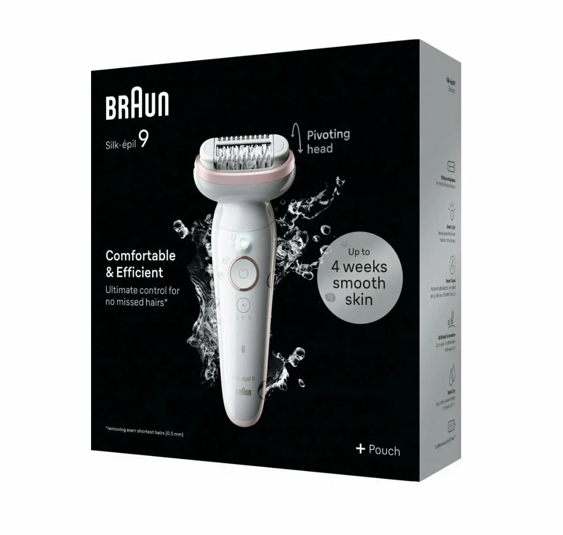 Braun Эпилятор S9 SES 9-000 Flamingo SmartTouch тип 5380 белый/розовый с косметичкой
