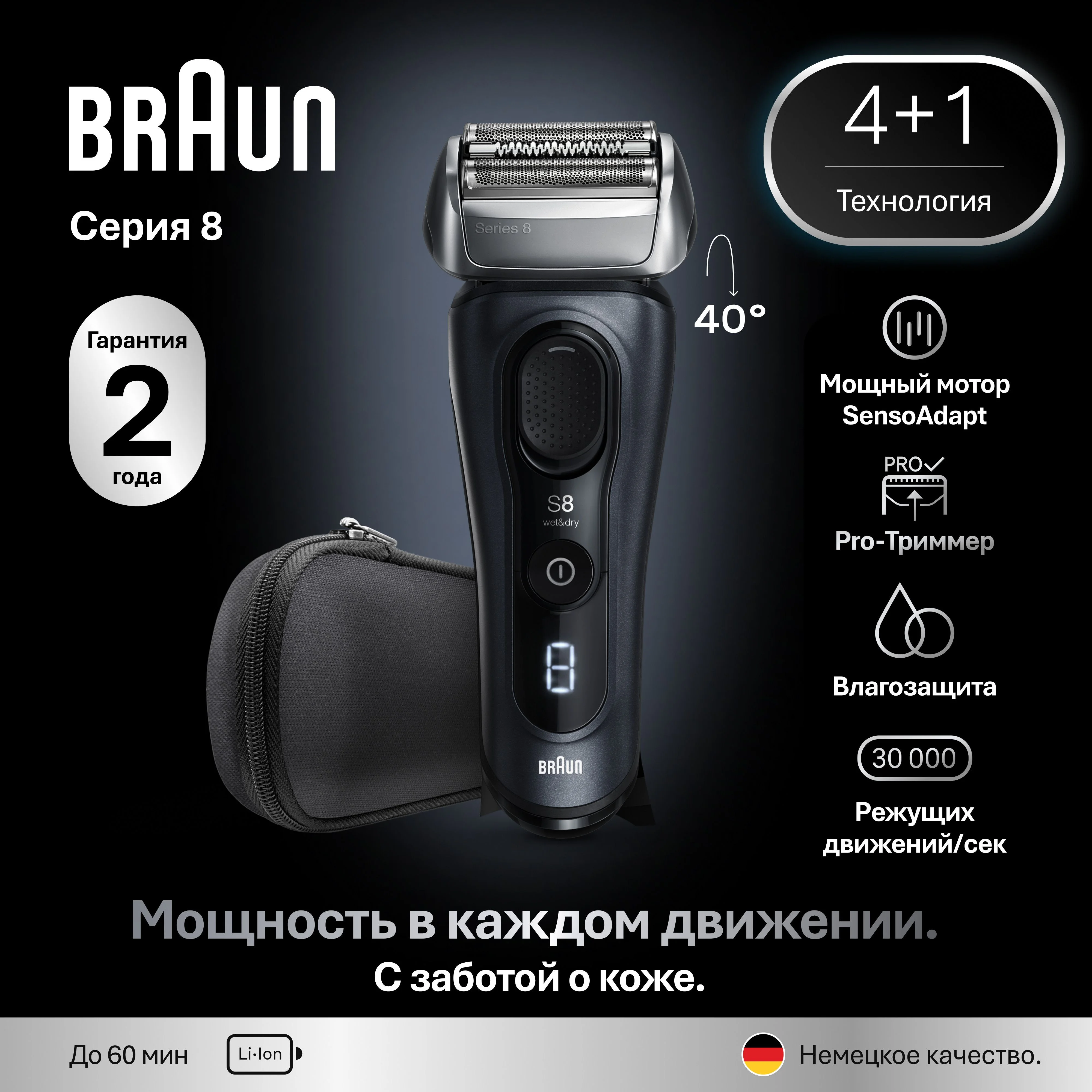 Braun Электрическая бритва S8 8603s с футляром серый тип 5795 1