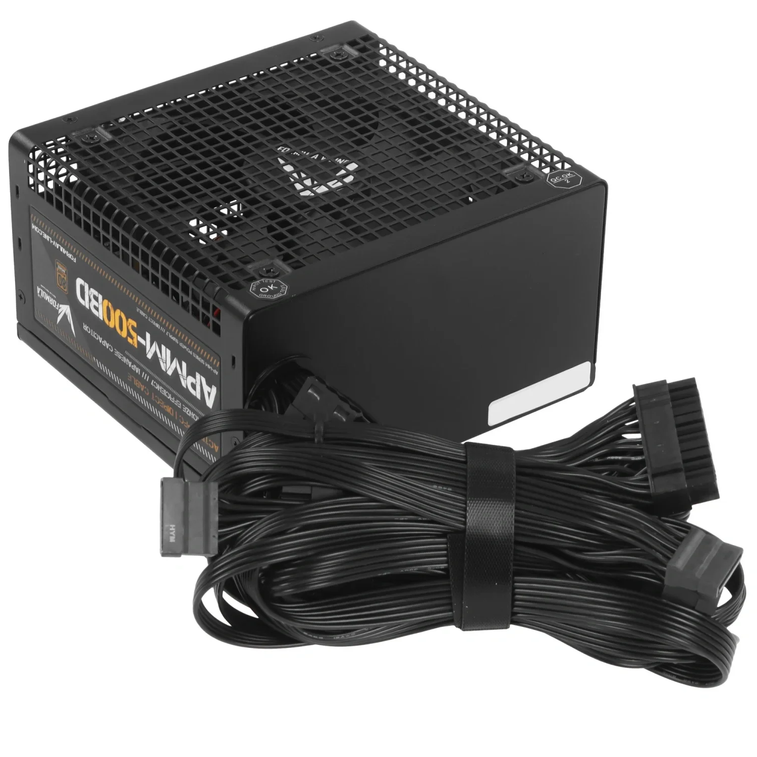 Блок питания Formula (Aerocool) APMM-500BD, 500W, Ret, ATX3.1/PCIe 5, 80+Bronze, Direct cables, Japanese Cap., 12cm fan