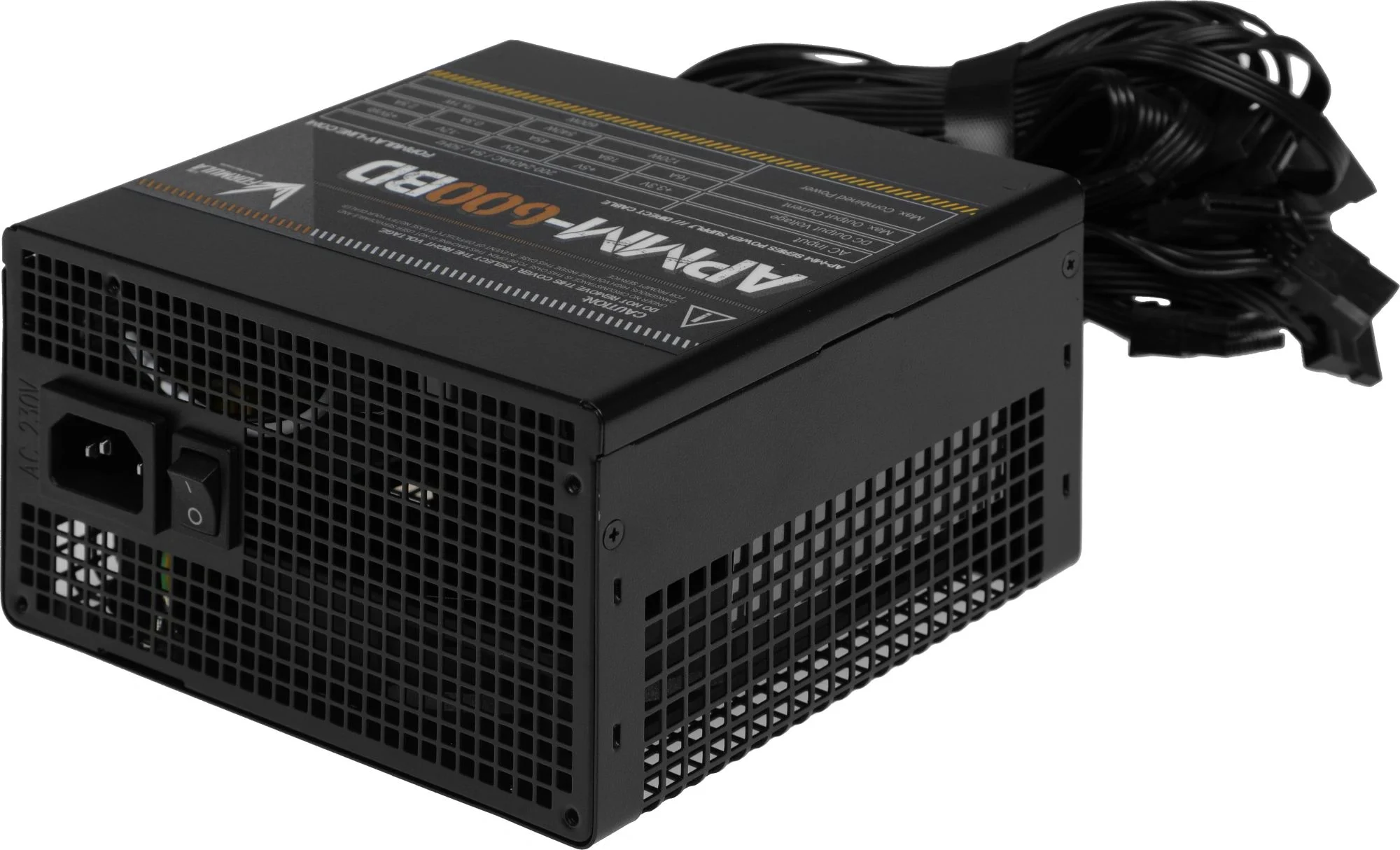 Блок питания Formula (Aerocool) APMM-600BD, 600W, Ret, ATX3.1/PCIe 5, 80+Bronze, Direct cables, Japanese Cap., 12cm fan