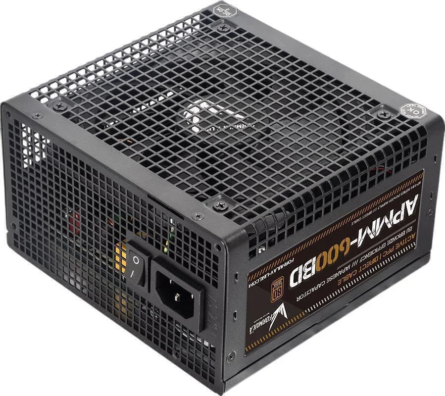 Блок питания Formula (Aerocool) APMM-600BD, 600W, Ret, ATX3.1/PCIe 5, 80+Bronze, Direct cables, Japanese Cap., 12cm fan
