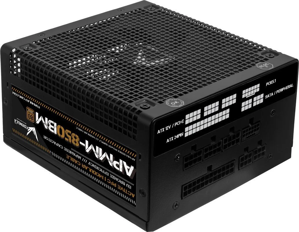 Блок питания Formula (Aerocool) APMM-850BM, 850W, Ret, ATX3.1/PCIe 5, 80+Bronze, Cabel Manag., Japanese Cap., 14cm fan