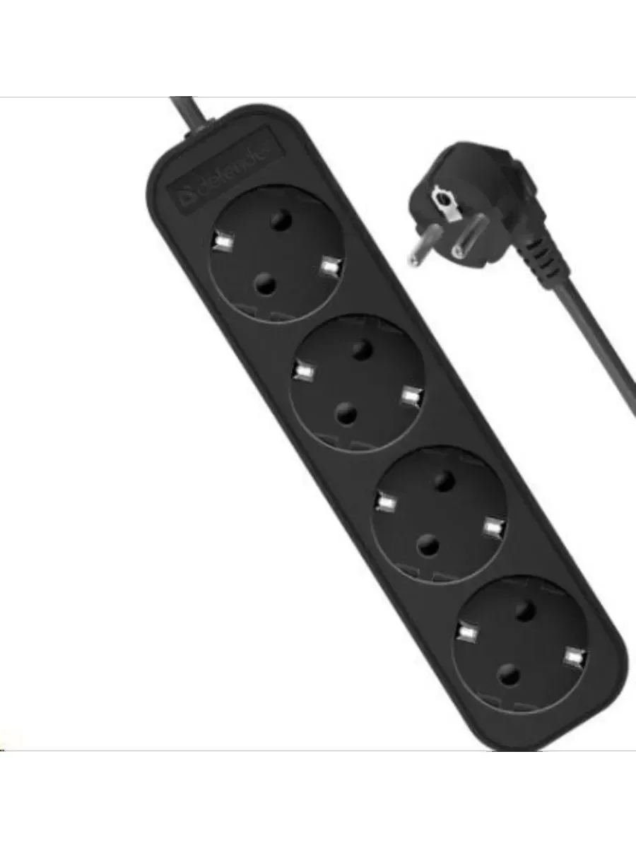 Defender Удлинитель с заземлением M450 5.0 м, 4 розетки, черный