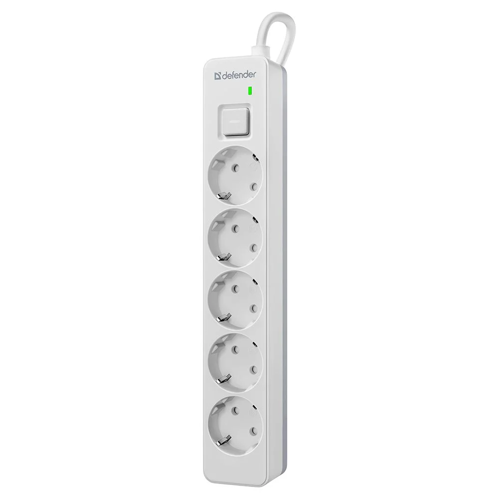 Defender Удлинитель с сетевым фильтром DFS 141, белый, 4розетки, USB+TypeC, 1.5 м.
