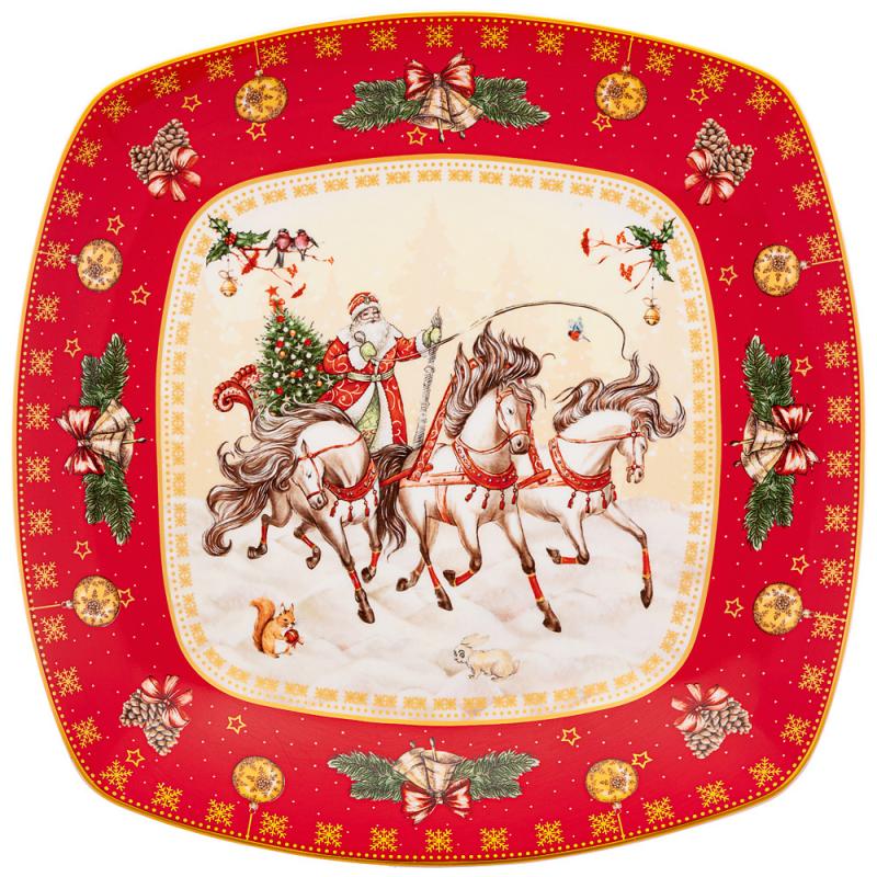 ARTI-M БЛЮДО LEFARD "ТРОЙКА" КВАДРАТНОЕ 25X4,2CM КРАСНОЕ