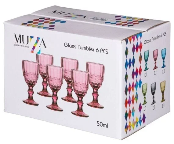 НАБОР РЮМОК "СЕРПЕНТИНА" ИЗ 6ШТ. СЕРИЯ "MUZA COLOR" 50МЛ. / В=10,5 СМ (КОР=16НАБ.)