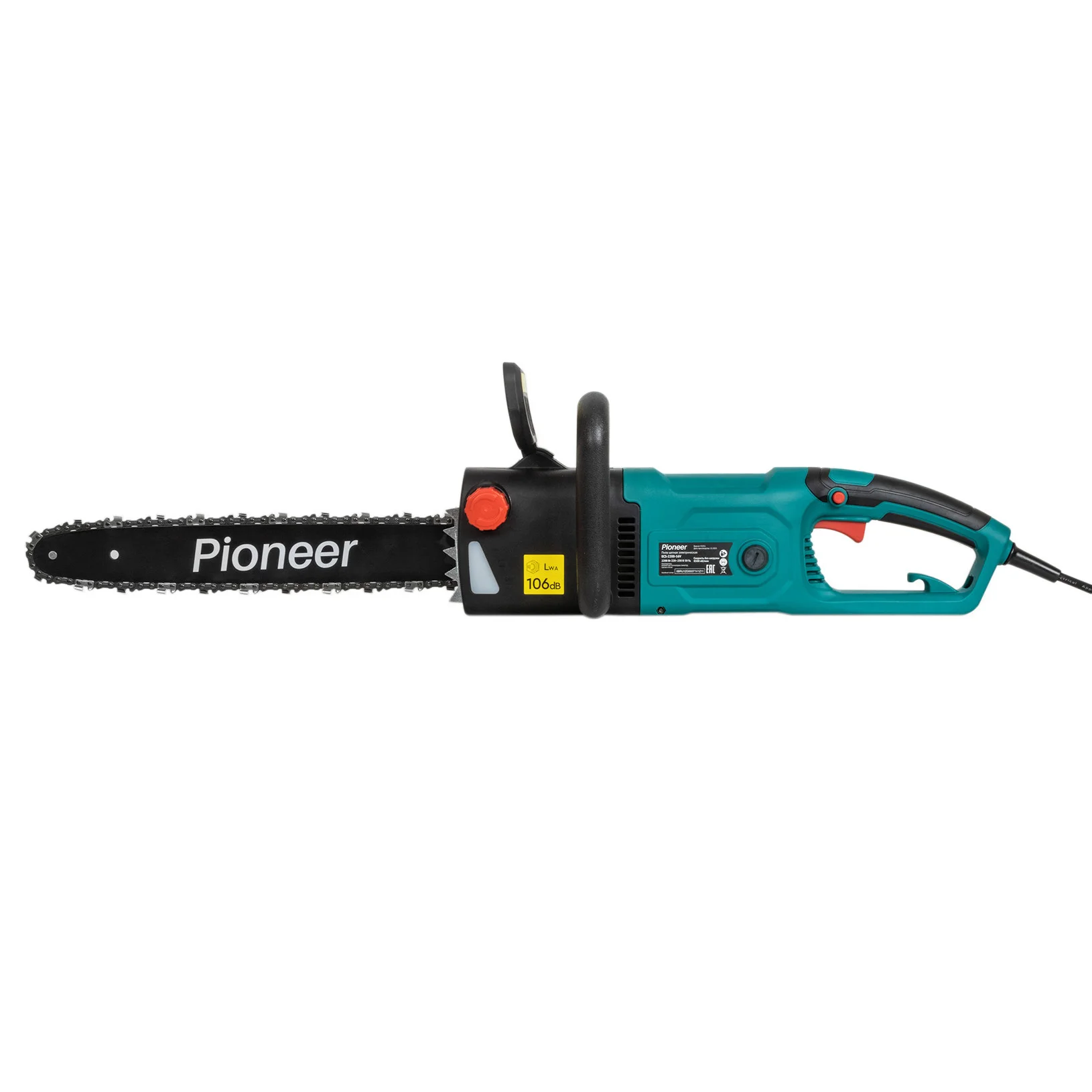 Пила цепная электрическая Pioneer ECS-2200-16HS, 2200 Вт, 7400 об/мин, шина 16 дюйм.