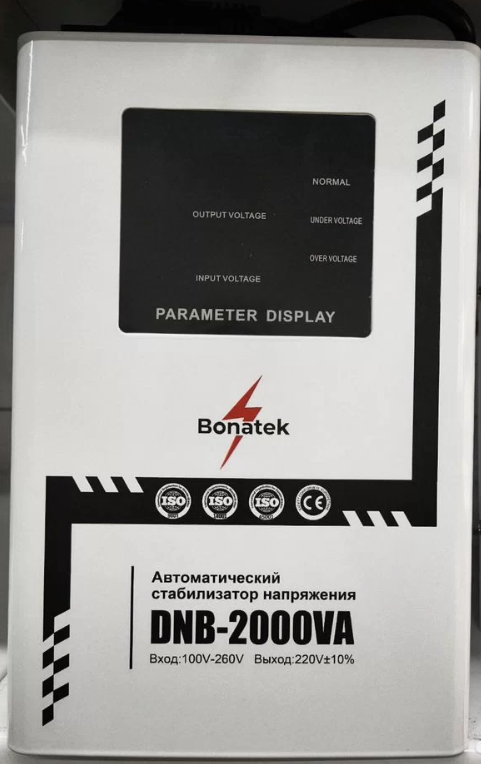 Стабилизатор напряжения Bonatek DNB-2000VA, релейный, 2кВт, 100-260В, 220 ±10%