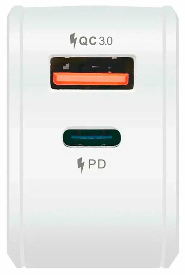 Зарядное устройство Avalonica AVA 1 х Type-C + 1 х USB-A, 20 Вт, QC 3.0, PD 3.0, AFC FCP SFCP, 3 A (AVA-WCH-008 White), белое