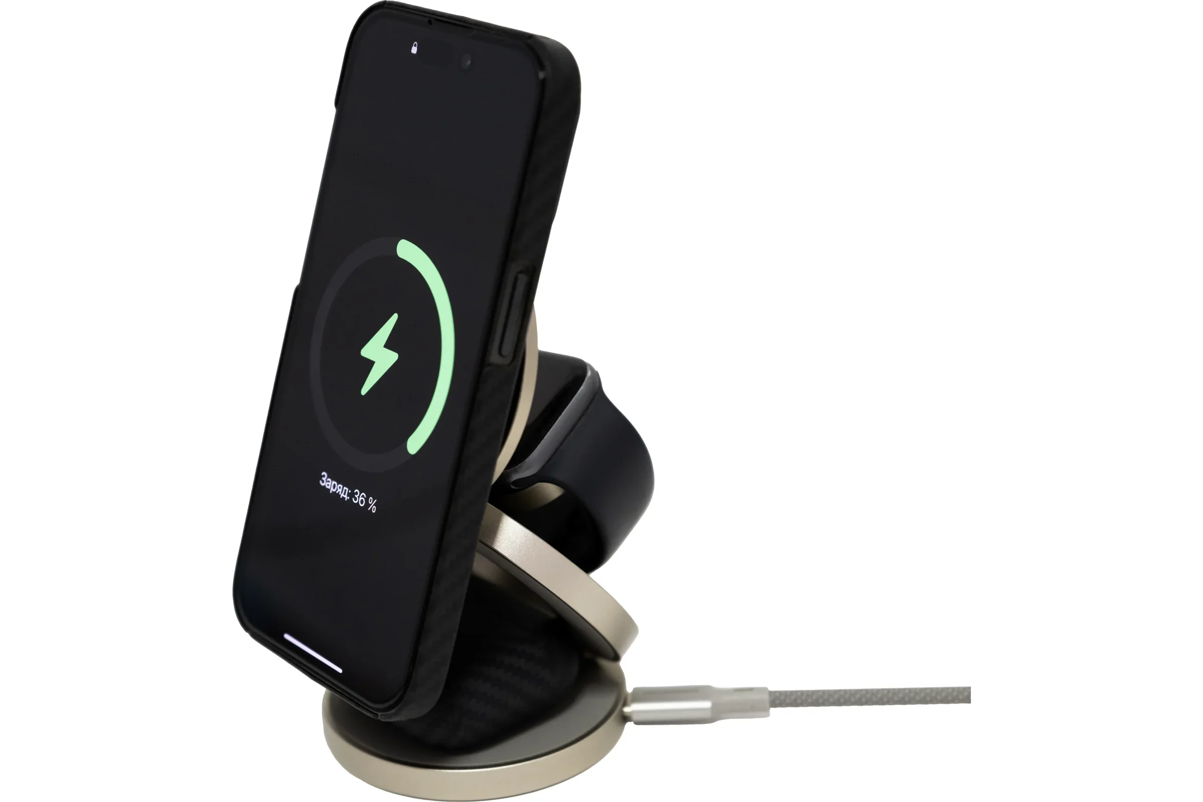 Зарядное устройство Magssory Disc Signature Edition 3 в 1 для Apple, с магнитами, совместимое с MagSafe,titan (WCH033)