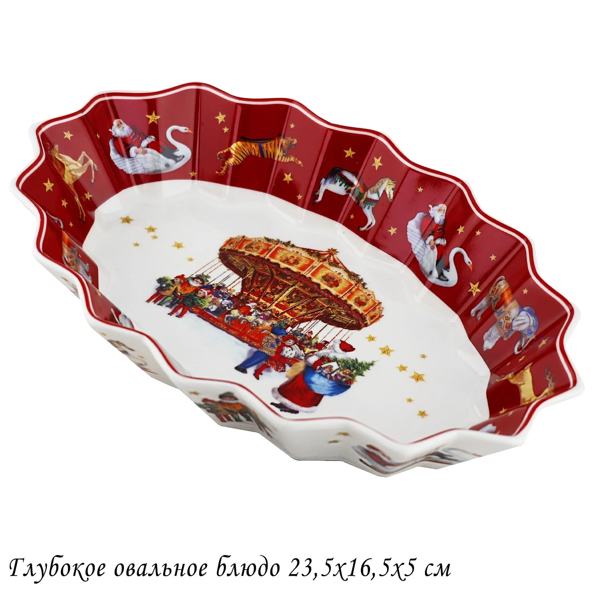 305-193 Глубокое блюдо 28х21.5х4,5см НОВЫЙ ГОД в под.уп.(х24)Фарфор
