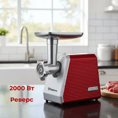 Мясорубка электрическая Sakura SA-6424R 2000Вт реверс + компл нас