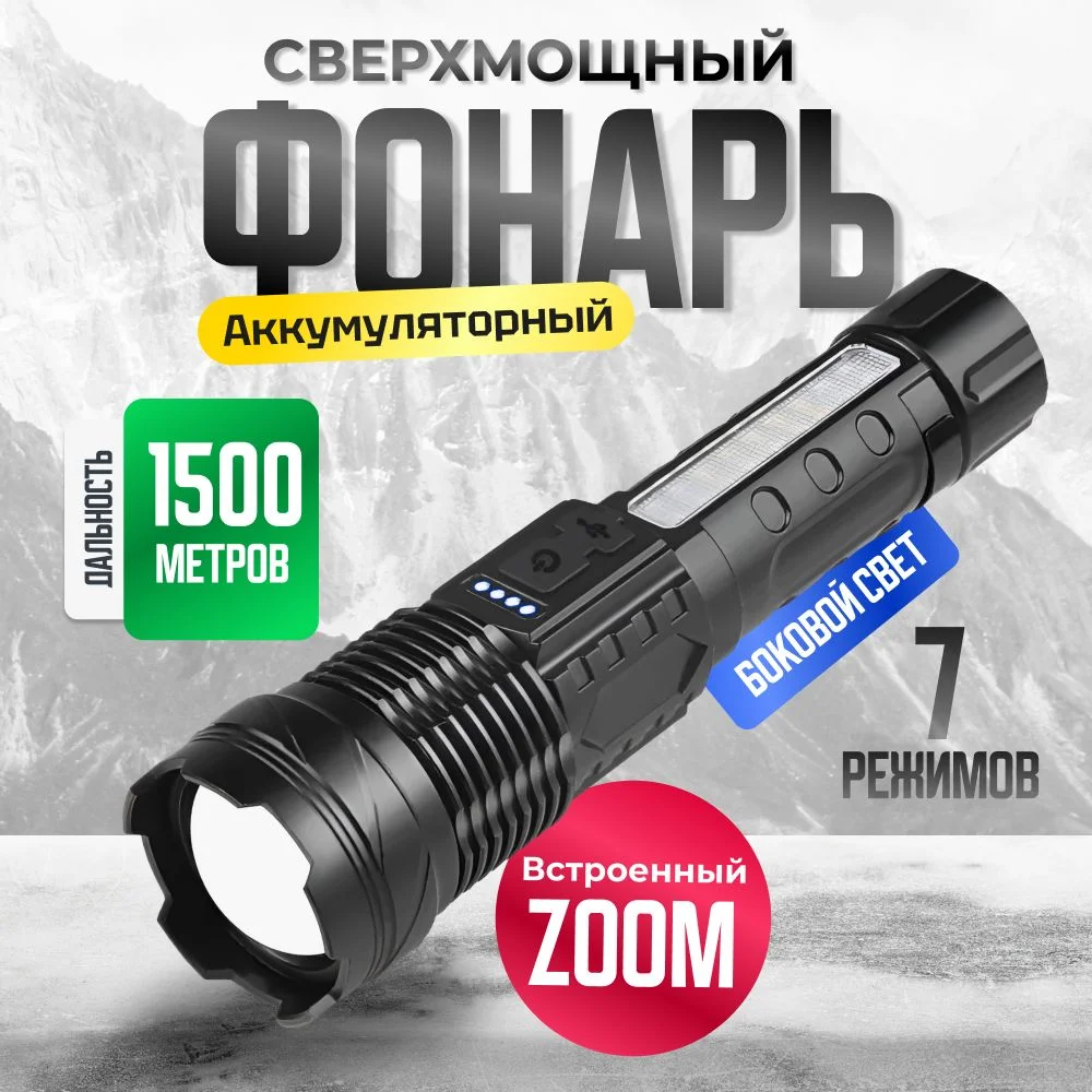 Фонарь ручной NICEDEVICE ND-4013 350 люмен 250*55**35 мм
