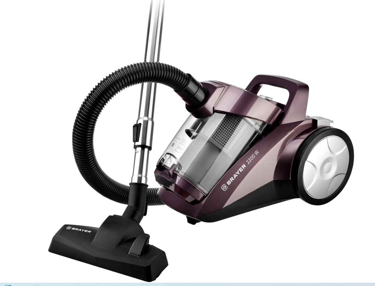 Пылесос без мешка BRAYER BR4205 (2200Вт, 4л, всасыв 420 Вт, Hepa, телес, 5м, паркетная щетка)