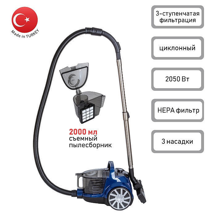 Пылесос без мешка JVC JH-VC405 2050Вт/360Вт, пылесборник 2л