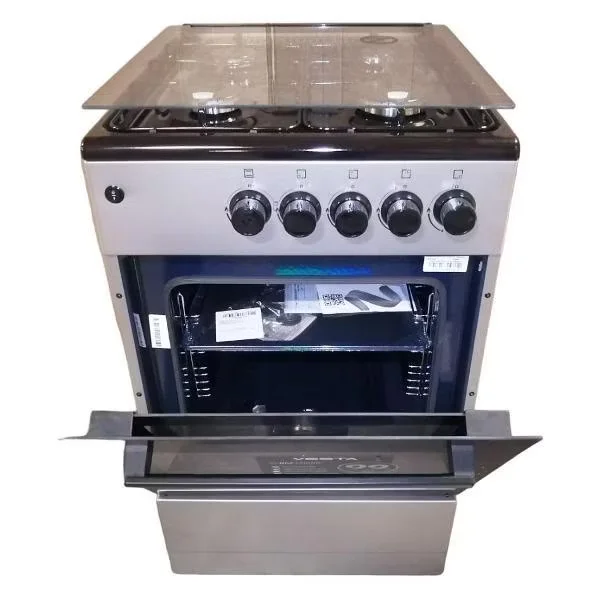 Плита газовая VESTA Bergamo VGG 50 10-G с ГК Серый 85x50x57 см Полный газ контроль, эл. поджиг.
