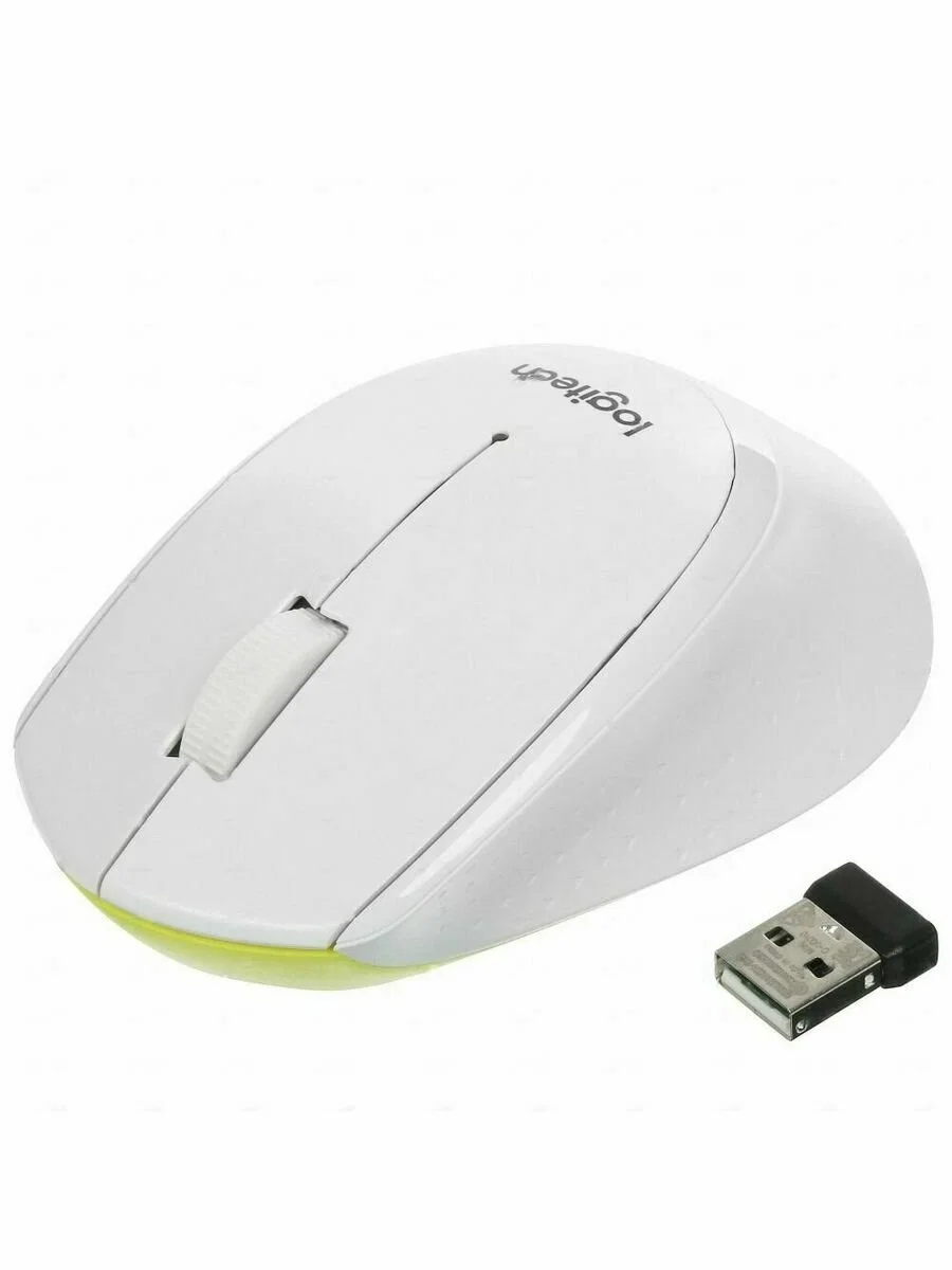 Мышь беспроводная Logitech M330 SILENT PLUS белый, 1000 dpi, радиоканал, USB, кнопки - 3