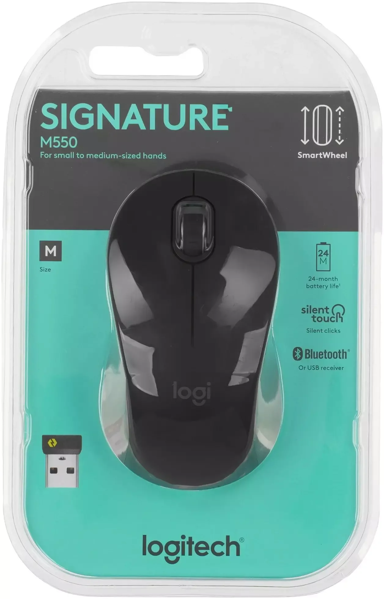 Мышь беспроводная Logitech M550 темно-серый/серый, 4000 dpi, радиоканал, Bluetooth, USB, кнопки - 3