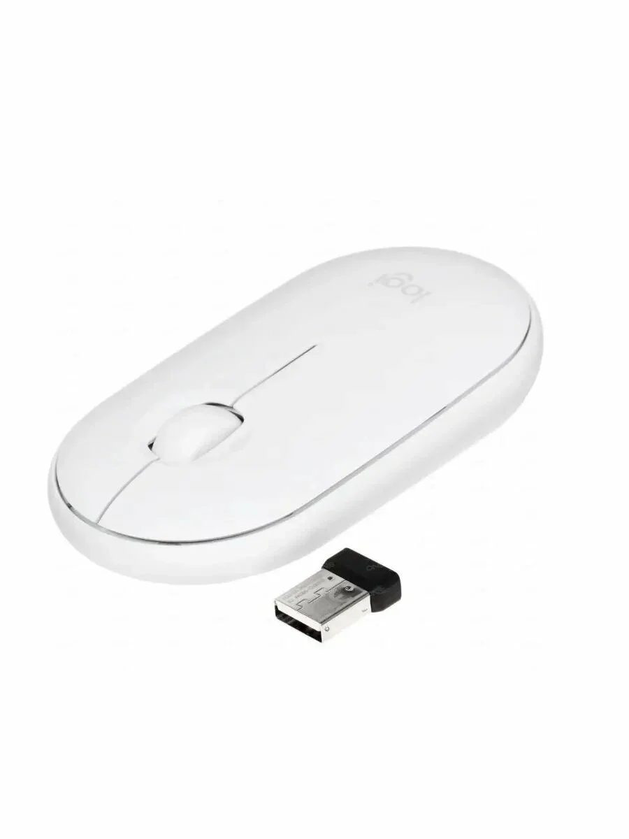 Мышь беспроводная Logitech Pebble M350 белый, 1000 dpi, радиоканал, Bluetooth, USB, кнопки - 3