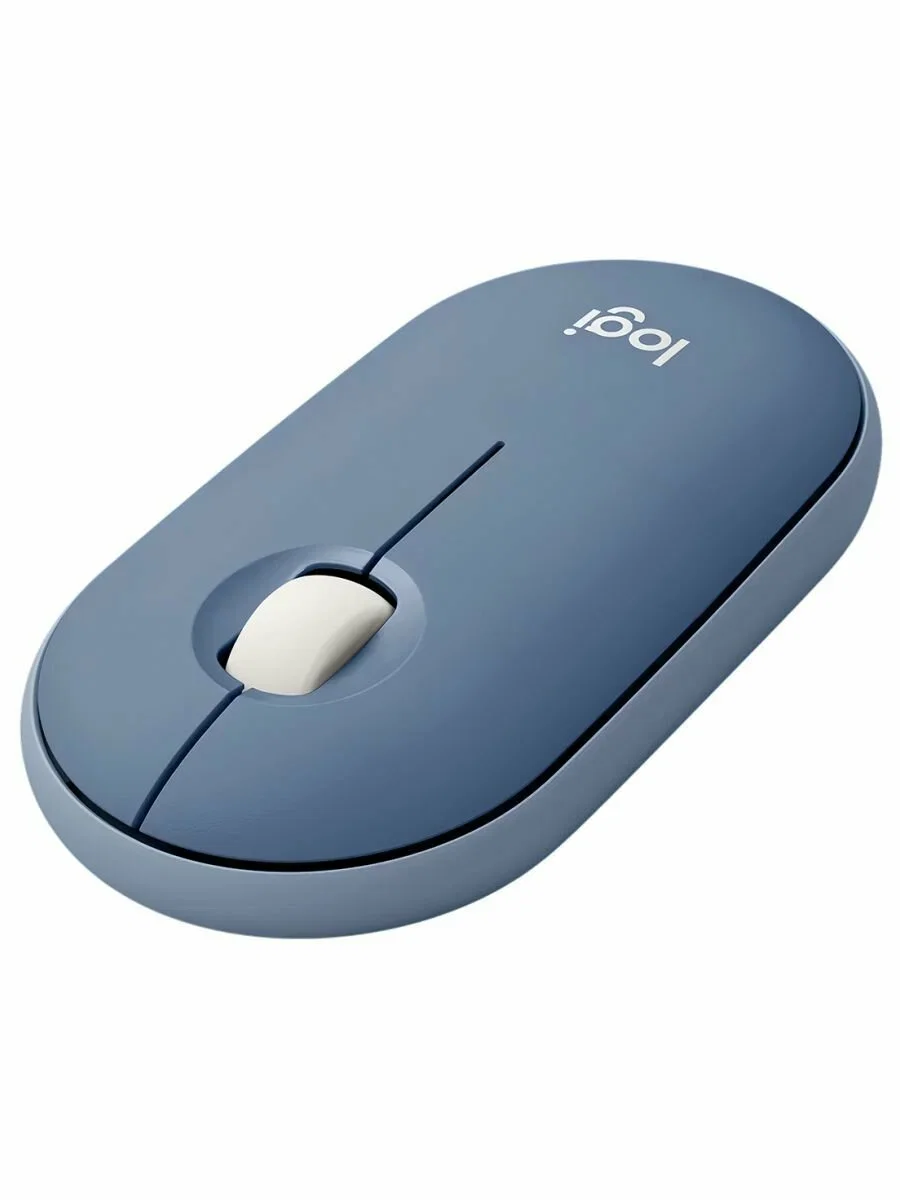 Мышь беспроводная Logitech Pebble M350 синий, 1000 dpi, радиоканал, Bluetooth, USB, кнопки - 3