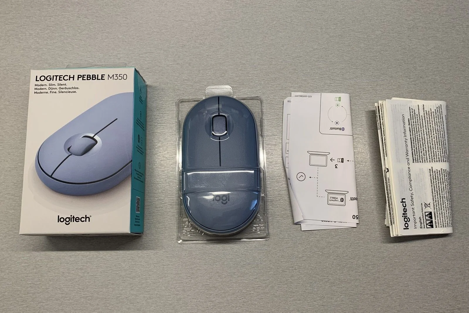 Мышь беспроводная Logitech Pebble M350 синий, 1000 dpi, радиоканал, Bluetooth, USB, кнопки - 3