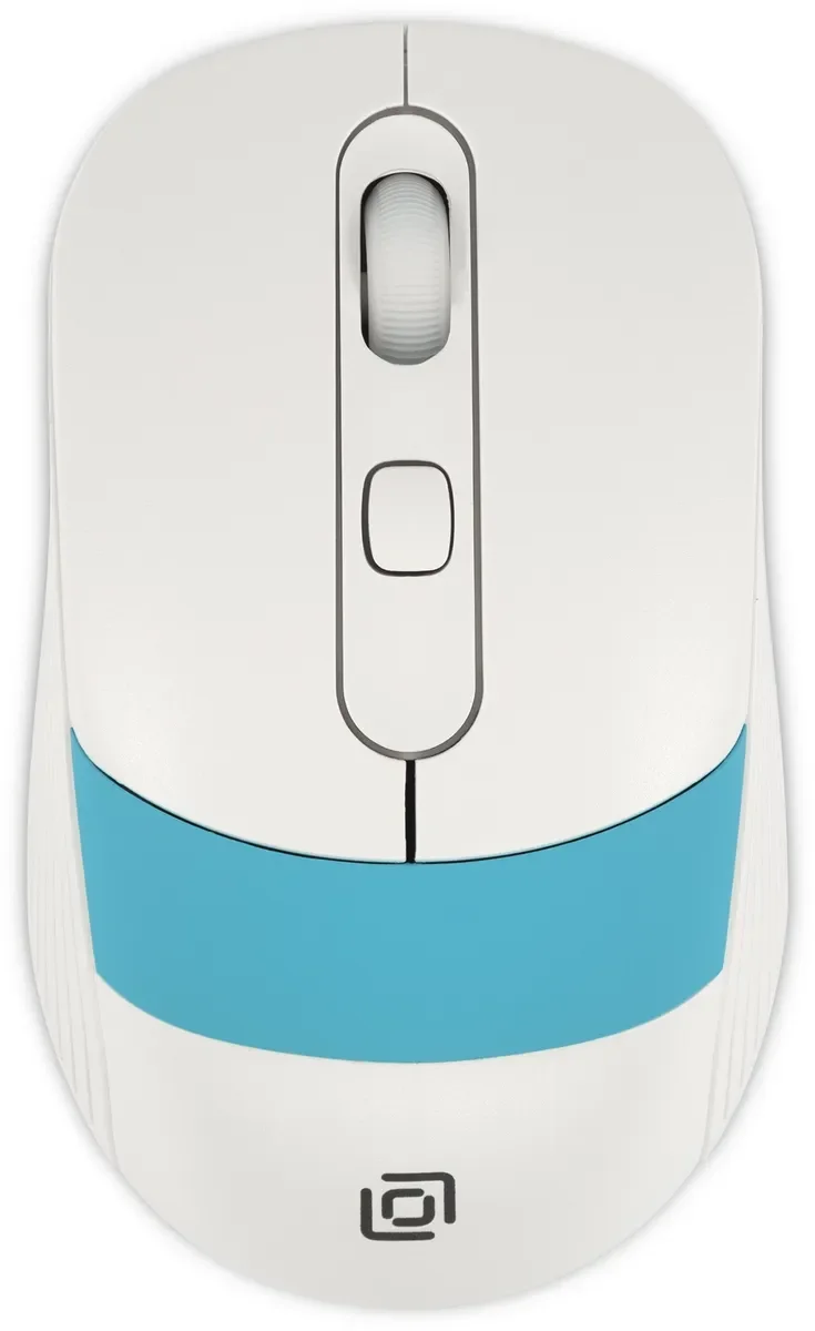 Мышь беспроводная Oklick 310MW белый/синий, 3200 dpi, радиоканал, USB, кнопки - 4