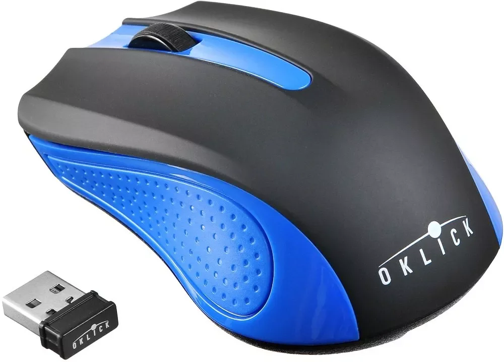 Мышь беспроводная Oklick 485MW черный/синий, 1200 dpi, радиоканал, USB, кнопки - 3