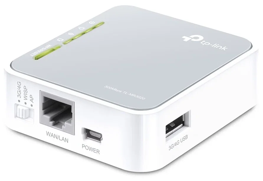 TP-Link TL-MR3020 Портативный Wi-Fi роутер 3G/4G N300, до 300 Мбит/с на 2,4 ГГц, WAN/LAN 1x100 Мбит/с, порт USB 2.0