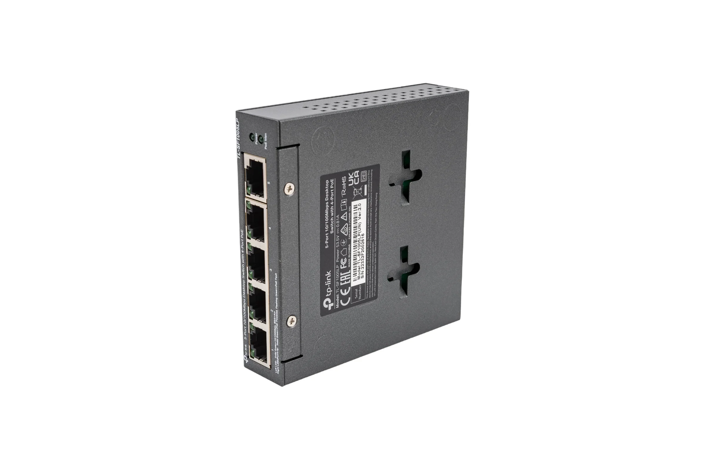 TP-Link TL-SF1005LP 5-портовый настольный коммутатор 10/100 Мбит/с с 4 портами PoE, стальной корпус