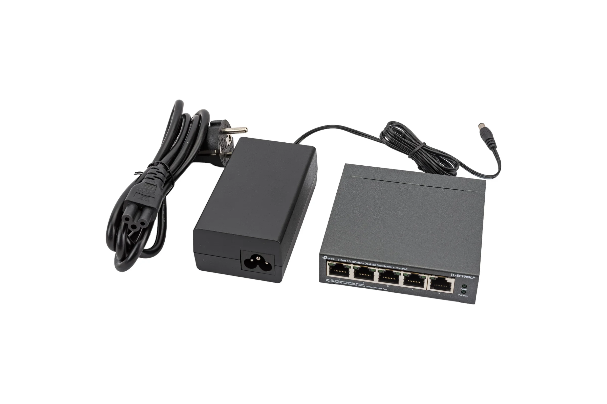 TP-Link TL-SF1005LP 5-портовый настольный коммутатор 10/100 Мбит/с с 4 портами PoE, стальной корпус