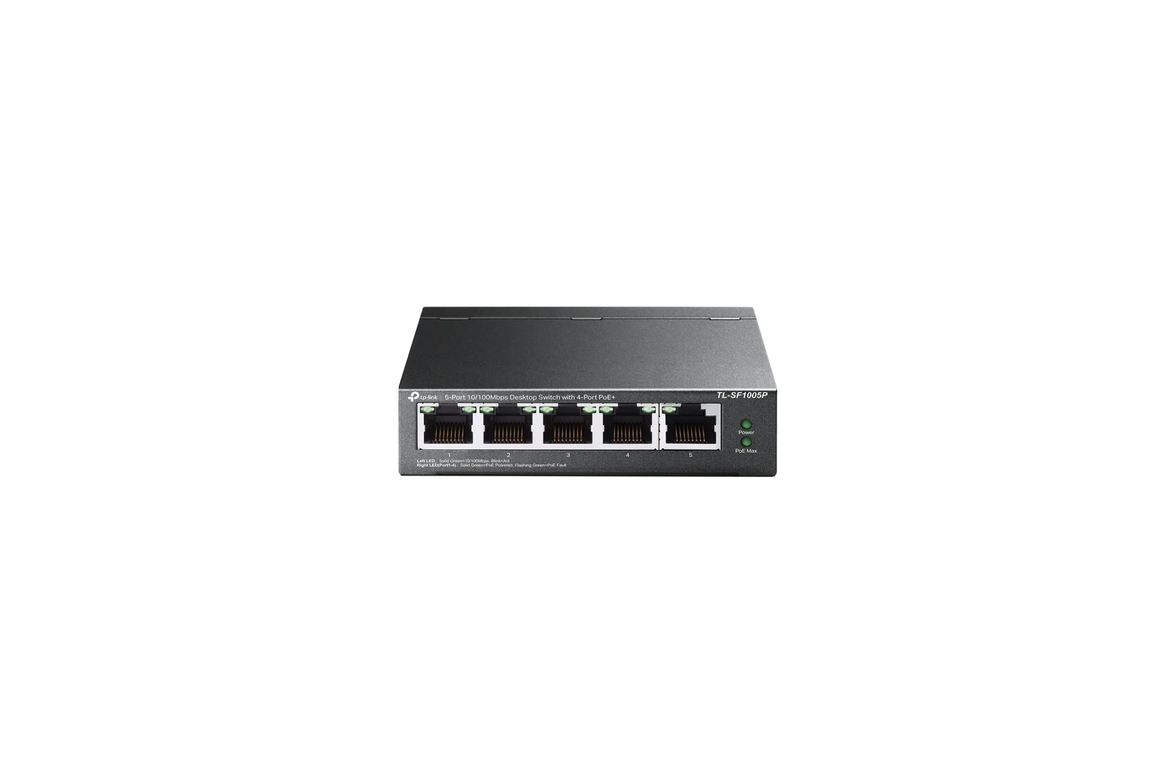 TP-Link TL-SF1005P 5-портовый настольный коммутатор 10/100 Мбит/с с 4 портами PoE+, стальной корпус