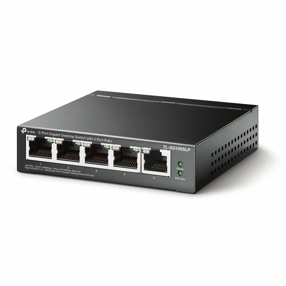 TP-Link TL-SF1008LP 8-портовый настольный коммутатор 10/100 Мбит/с с 4 портами PoE, стальной корпус