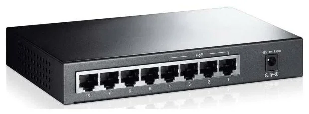 TP-Link TL-SF1008P 8-портовый настольный коммутатор 10/100 Мбит/с с 4 портами PoE+, стальной корпус