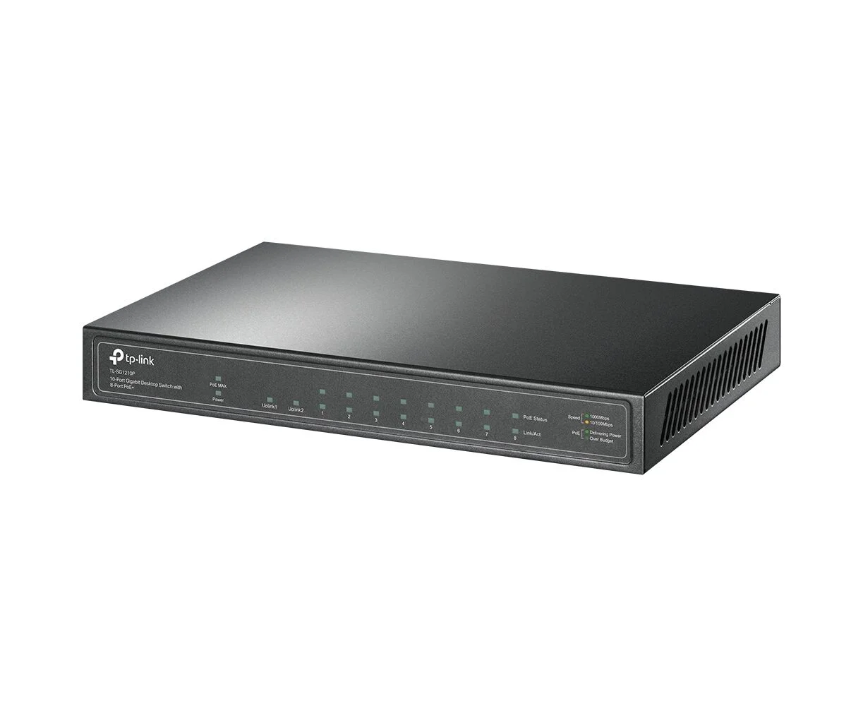 TP-Link TL-SF1008P 8-портовый настольный коммутатор 10/100 Мбит/с с 4 портами PoE+, стальной корпус