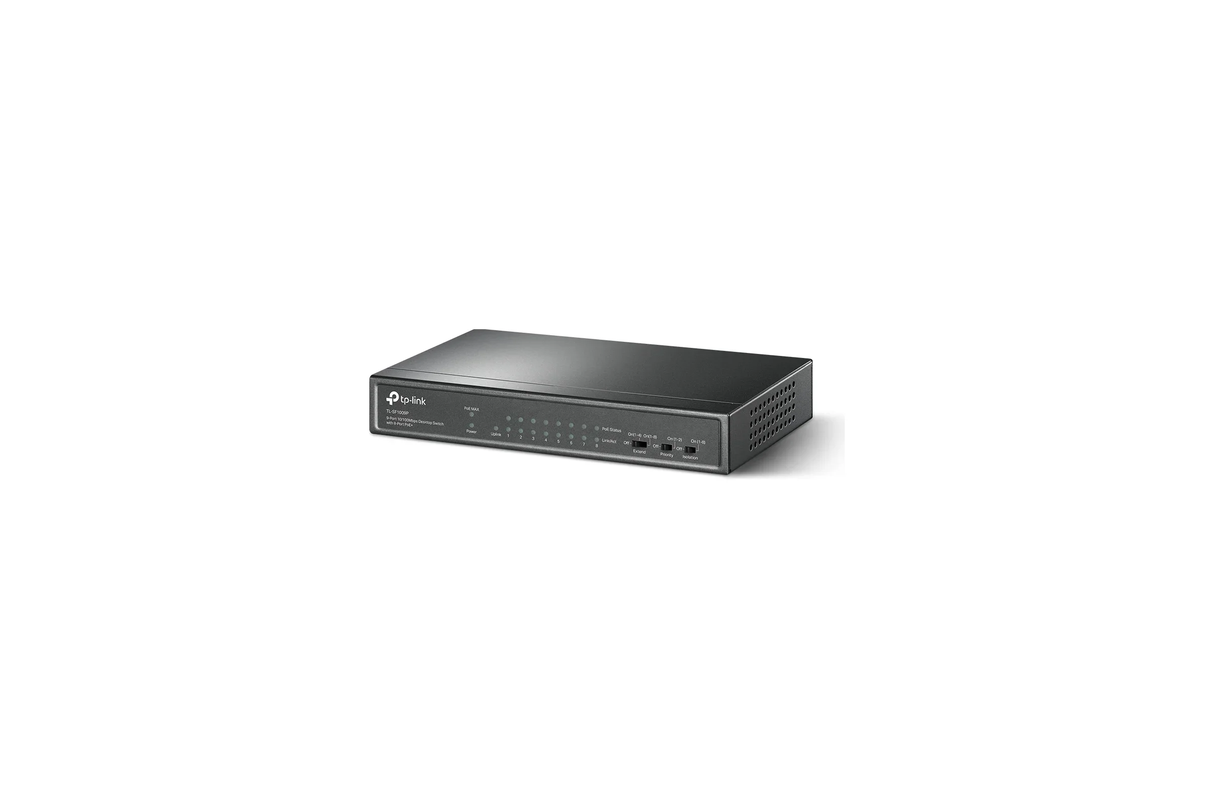 TP-Link TL-SF1009P 9-портовый настольный 10/100 Мбит/с коммутатор с 8 портами PoE+, стальной корпус